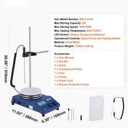 Kuumalevy magneettisekoittimella alumiinipinnalla 20 l 340 celsiusastetta 0–1500 kierrosta minuutissa 650 W