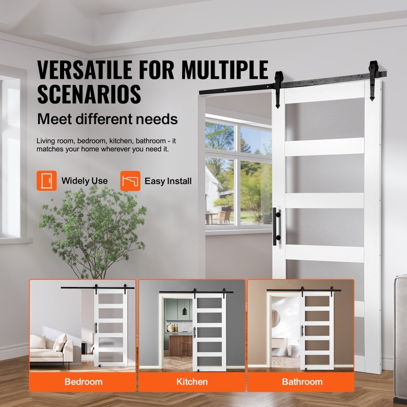 Liukuovisarja kuusipuulevy 36 x 84 tuumaa himmeä karkaistu lasi lattiaohjain ja kahva