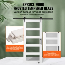 Liukuovisarja kuusipuulevy 36 x 84 tuumaa himmeä karkaistu lasi lattiaohjain ja kahva