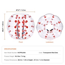 Törmäyspallo 1,2 m PVC 0,8 mm teineille ja aikuisille ulkoleikkeihin