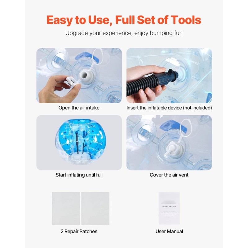 Täytettävät törmäyspallot 0,8 mm paksu PVC-materiaali 1,5 m 2 kpl ulkopeleihin