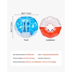 Täytettävät törmäyspallot 0,8 mm paksu PVC-materiaali 1,5 m 2 kpl ulkopeleihin