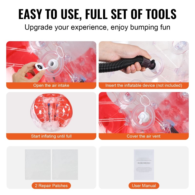 Ilmatäytteinen törmäyspallo 0,8 mm paksu PVC-muovi 1,5 m ulkoleikkeihin teini- ja aikuisille