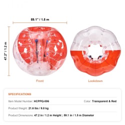 Ilmatäytteinen törmäyspallo 0,8 mm paksu PVC-muovi 1,5 m ulkoleikkeihin teini- ja aikuisille