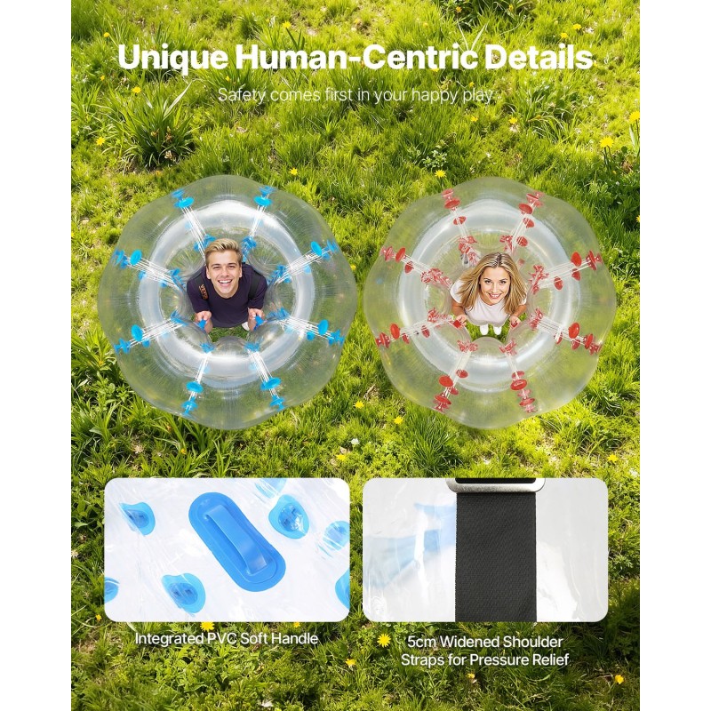 Puhallettavat törmäyspallot 2 kpl 1,5 m 0,8 mm PVC ulkopeleihin