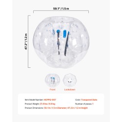 Törmäilypallo 0,8 mm PVC 1 kpl 1,5 m ulkoleikkeihin teiniikäisille ja aikuisille