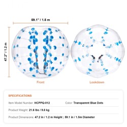 Ilmatäytteinen törmäyspallo PVC 0,8 mm 1,5 m 1 kpl nuorille ja aikuisille