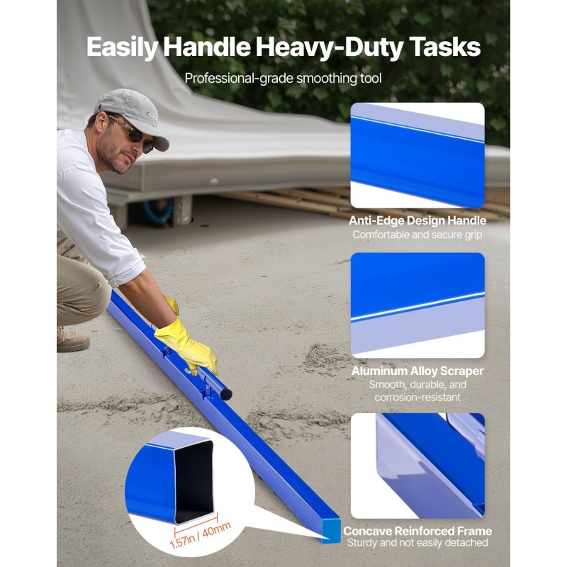 Alumiininen betonilasta 2445 mm säädettävällä kahvalla lattioiden tasoittamiseen