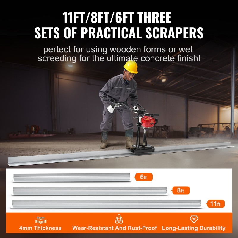 Bensiinikäyttöinen teräsrunkoinen betonitasain 1830/2445/3370 mm alumiinilatoilla 6500 kierrosta minuutissa värähtelymoottorilla