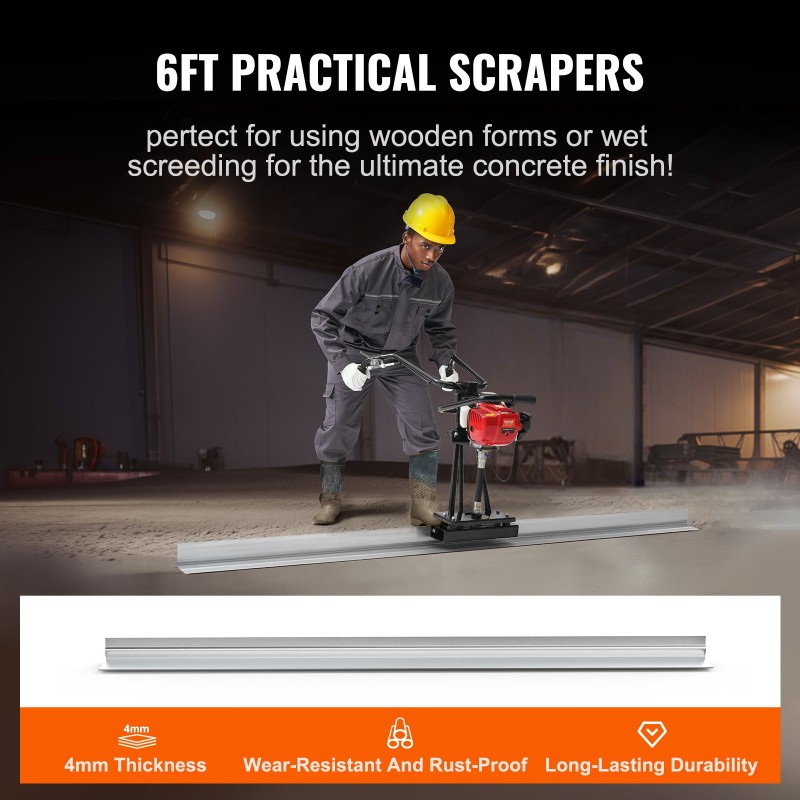 Bensiinikäyttöinen betonitasain 1830 mm alumiinilasta säädettävillä kahvoilla