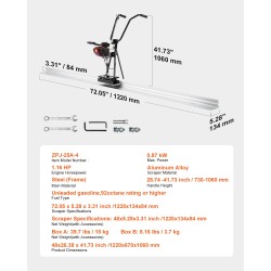 Bensiinikäyttöinen betonipintaussauva 1220 mm alumiinilastalla säädettävällä kahvalla 4-tahtinen tärinämoottori