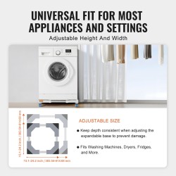 Säädettävä kodinkonejalusta ruostumatonta terästä pyörillä 381–615 mm