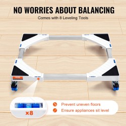 Säädettävä kodinkonejalusta ruostumatonta terästä pyörillä 381–615 mm