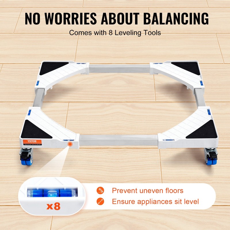 Säädettävä kodinkonejalusta ruostumatonta terästä pyörillä 381–615 mm