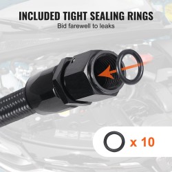 Polttoaineletkusarja 8AN 6 m nylon ja ruostumaton teräspunos 12 kääntyvää liitintä