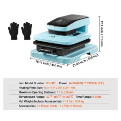 Automaattinen lämpöprässi 38,1x38,1 cm lämmityslevy T-paitoille sublimaatioon vinyylille