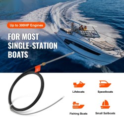 Ohjauskaapeli 5200 mm polyeteenipäällysteinen teräsvaijeri 500 kg yhteensopiva yksiasemaiseen perämoottoriin 300 hv