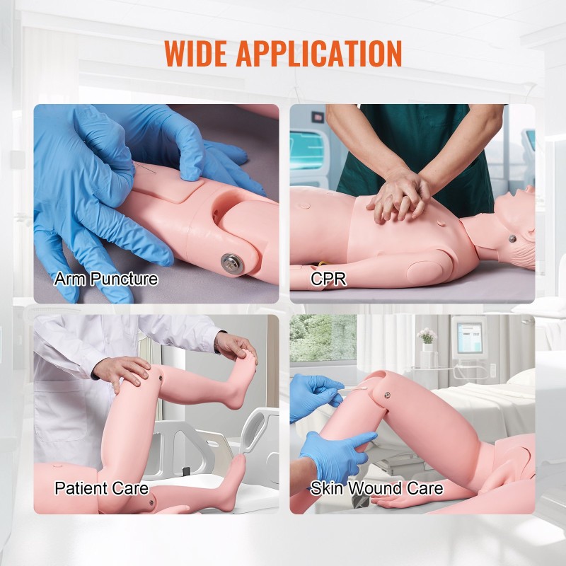 Hoitotyön harjoitusnukke miespuolinen luonnollisen kokoinen PVC koko kehon malli
