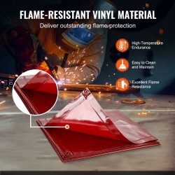 Hitsausverho paloa hidastava vinyyli 1,8 x 1,8 m 6-tason UV-suojaus ripustusreiät punainen