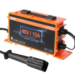 Golfkärryn akkulaturi 48V 15A alumiiniseoskotelo IP67 suojattu ETL sertifioitu G29 pistoke