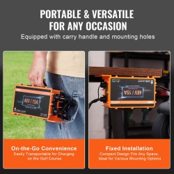 Golfkärryn akkulaturi 48V 15A alumiiniseoskotelo IP67-suojattu ETL-sertifioitu G29-pistoke