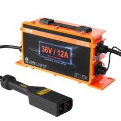 Golfkärryn 36V akkulaturi 12A IP67 yhteensopiva lyijyakuille NMC LiFePO4 D tyypin liitin ETL sertifioitu