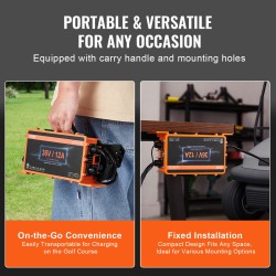 Golfkärryn 36V akkulaturi 12A IP67 yhteensopiva lyijyakuille NMC LiFePO4 D-tyypin liitin ETL-sertifioitu