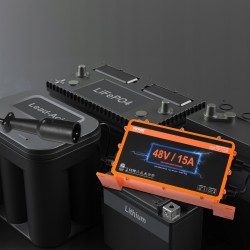 48 V golfkärryn akkulaturi 15 A kolminapainen liitin IP67 alumiinikotelo