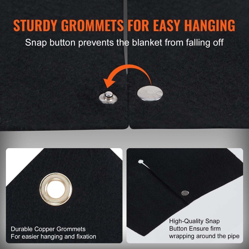 Hitsaussuojahuopa hiilikuituinen 305x305 mm 3 mm 982°C putkille metallirenkailla