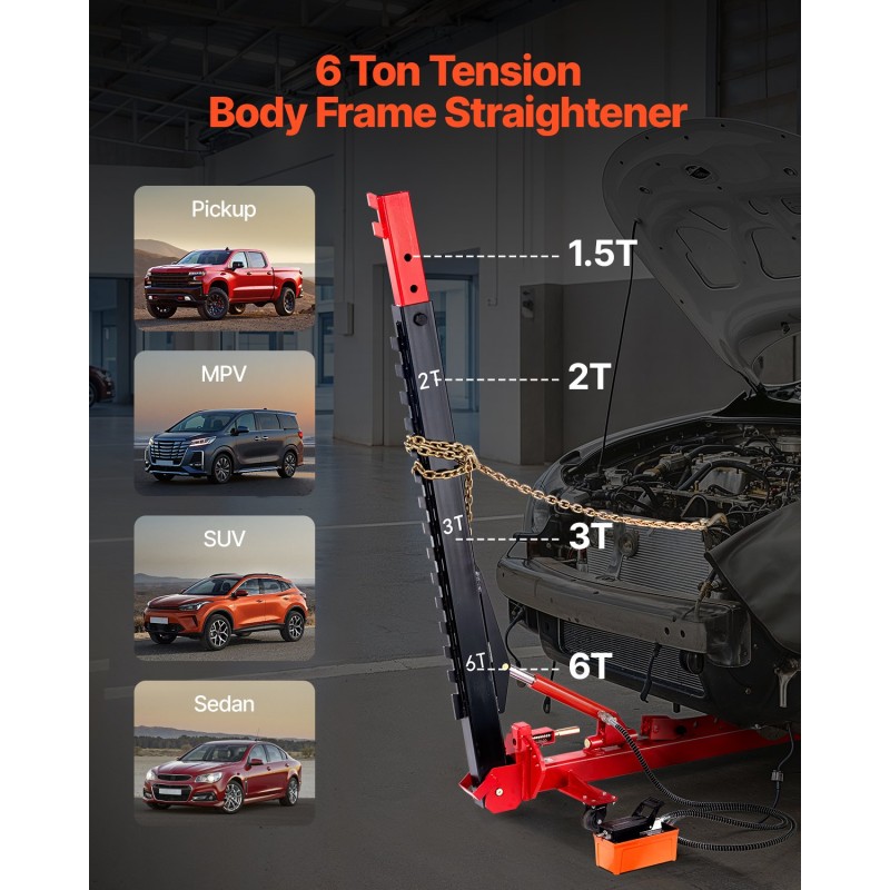 Korin oikaisulaite 6T vetovoima hydraulinen jalkapumppu kääntyvä pylväs 16 oikaisutyökalua