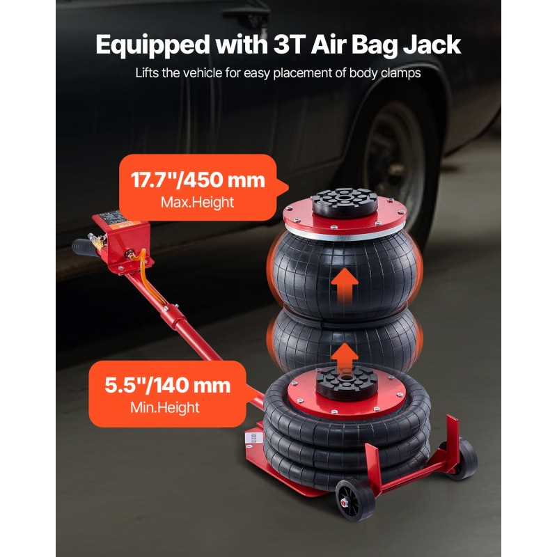 Korikorin oikaisulaite 6T vetojärjestelmä 3T ilmatyynynostin 6000PSI hydraulipumppu 16 oikaisutyökalua