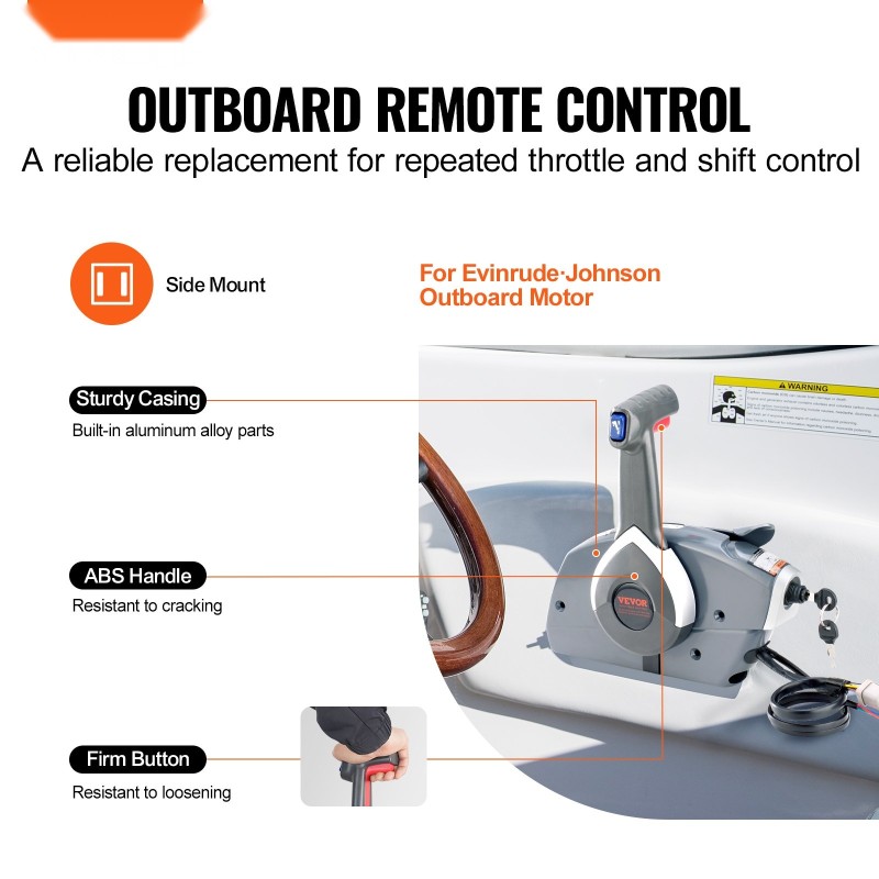 Sivukiinnitteinen kauko-ohjauslaatikko perämoottorille alumiiniseos Evinrude Johnson yhteensopiva trimminkytkin turvanyöri malli