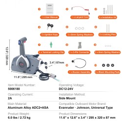 Sivukiinnitteinen kauko-ohjauslaatikko perämoottorille alumiiniseos Evinrude Johnson yhteensopiva trimminkytkin turvanyöri malli