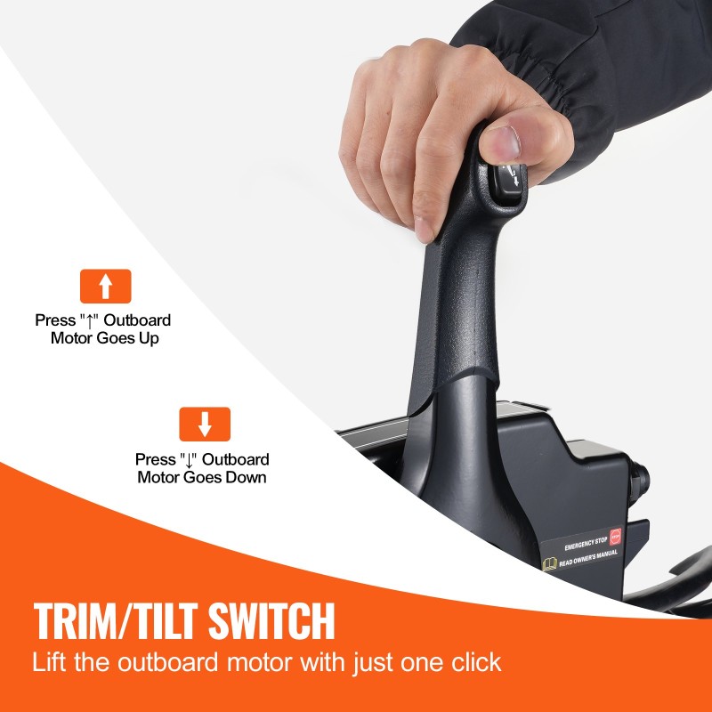 Sivulle asennettava perämoottorin kauko-ohjauslaatikko Mercury PT 2-tahtinen trimmikytkimellä turvavaijerilla 16,3 jalkaa