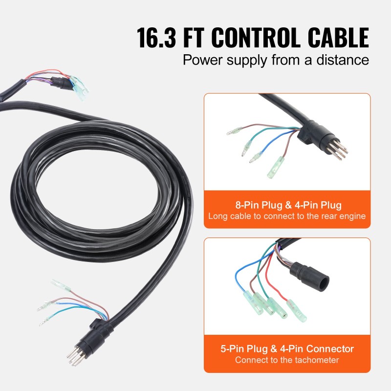 Sivulle asennettava perämoottorin kauko-ohjauslaatikko Mercury PT 2-tahtinen trimmikytkimellä turvavaijerilla 16,3 jalkaa