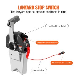 Veneen yläasenteinen kaasun kaukosäätölaatikko alumiiniseos trimmikytkimellä turvahihnalla Evanruder Johnson -perämoottoreille