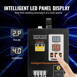 Pistehitsauslaite 2,8 kW pulssi säädettävä 200–700 g paine 0,12 mm puhtaalle nikkelille