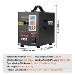 Pistehitsauslaite 2,8 kW pulssi säädettävä 200–700 g paine 0,12 mm puhtaalle nikkelille