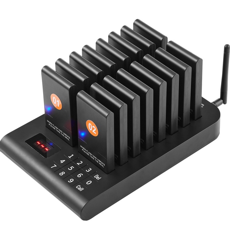 Langaton jonotusjärjestelmä ravintoloihin ja ruokarekkoihin 500 m kantama 16 hakulaitetta