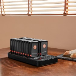 Ravintolan langaton kutsujärjestelmä 20 ala-yksikköä 400 metrin toimintasäde musta