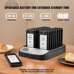 Langaton hakulaitteisto ravintolaan 16 laitetta 500 m kantama LED-valo ja värinä