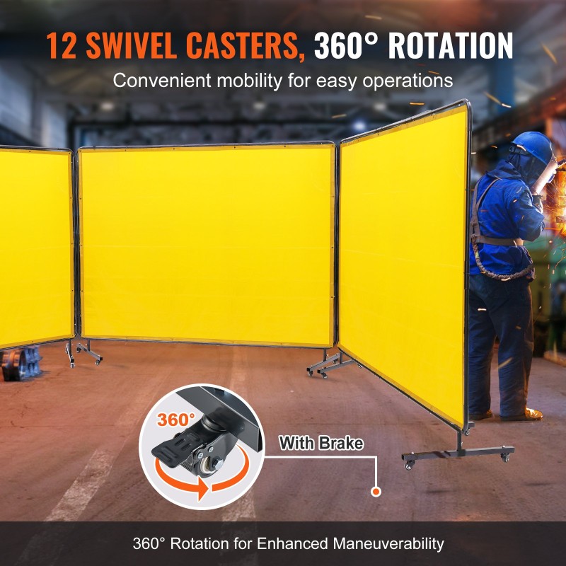 Hitsaussuojaverho 3-paneelinen liekinkestävä vinyyli 6 kertaa 8 jalkaa