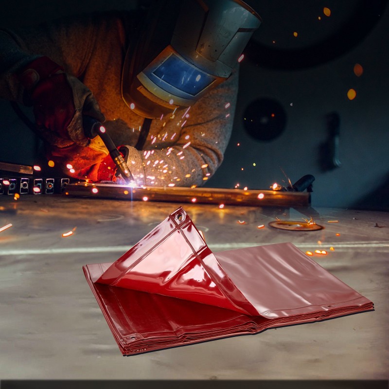 Hitsaussuojaseinä 1,83 x 2,44 m paloa hidastava vinyyli metallirunko neljällä pyörällä