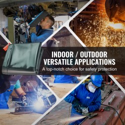 Hitsaussuojaseinä liekinkestävä vinyyli metallirunko 6x8 jalkaa 4 pyörää 2 lukittavaa