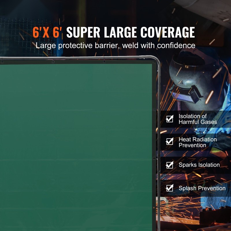 Hitsausnäyttö koko 1,8 x 1,8 m liekinkestävä vinyyli metallirunko pyörillä