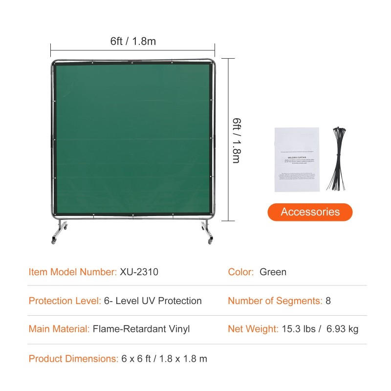 Hitsausnäyttö koko 1,8 x 1,8 m liekinkestävä vinyyli metallirunko pyörillä