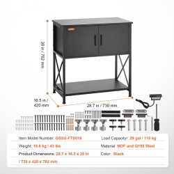 Akvaarioteline teräs ja MDF 29 gallonin 110 kg kantavuus musta säilytyskaappi virtapaneeli