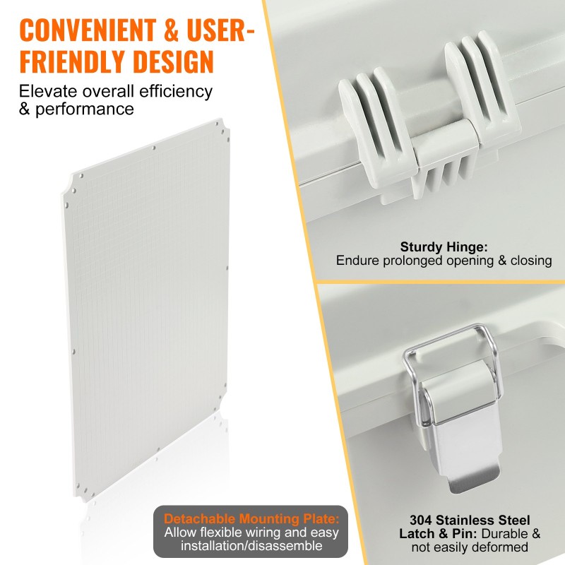 Sähköjakorasia ABS-muovi ulkokäyttöön 350x250x150 mm IP67-suojattu saranoitu kansi