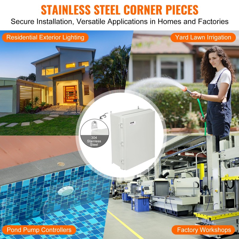 Sähköjakorasia ABS-muovi ulkokäyttöön 350x250x150 mm IP67-suojattu saranoitu kansi