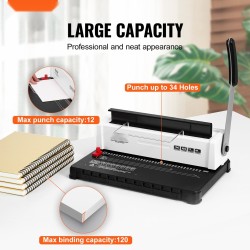 Manuaalinen kierre- ja spiraalisidontakone 34 reiällä 120 arkkia A4 A5